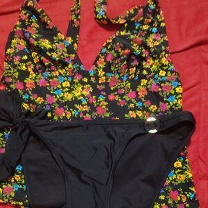 Smart Set Floral Bikini - Black and Multicolor